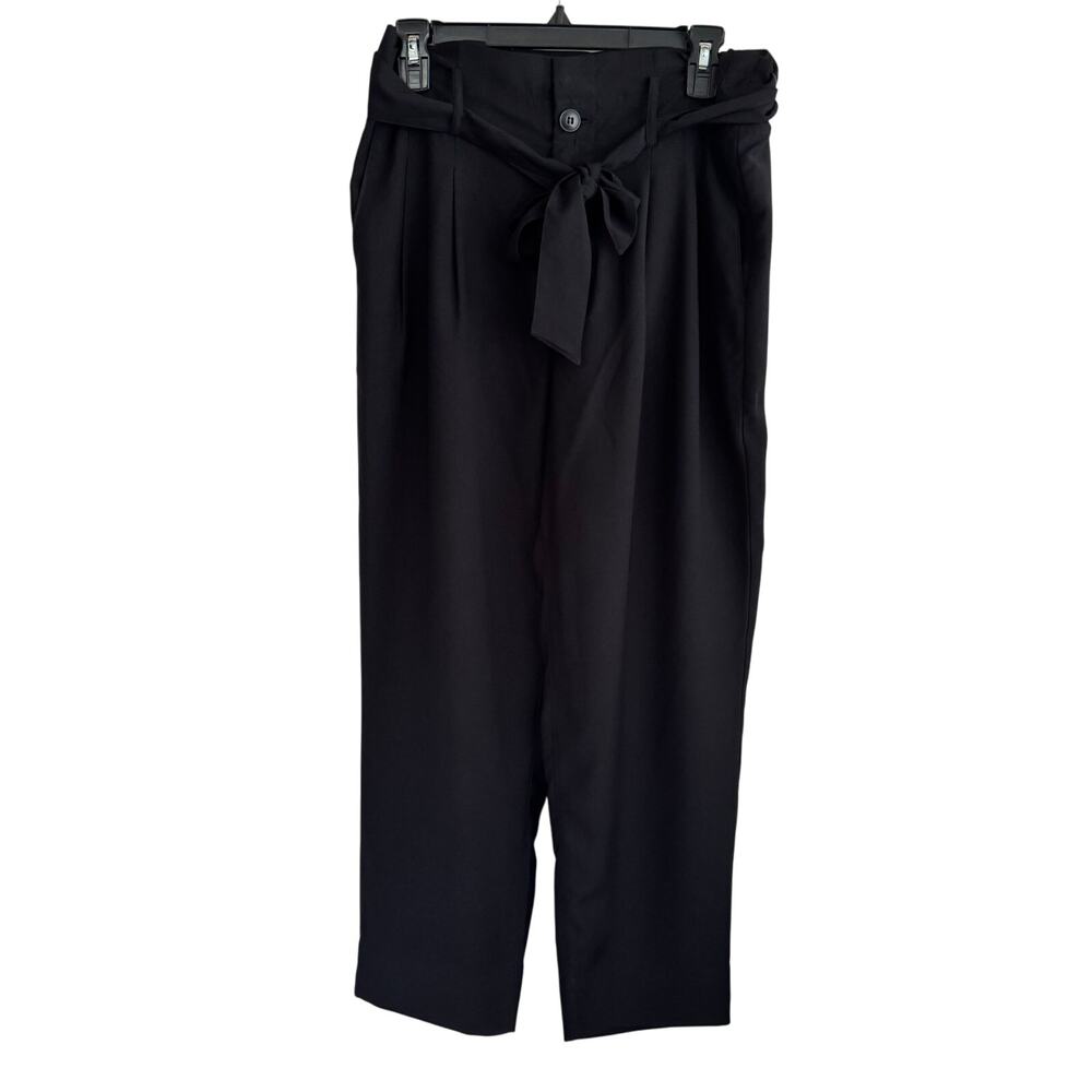 Madewell Drapey Paperbag Pants Black Pleated Button Front Zip High Rise Sz 6